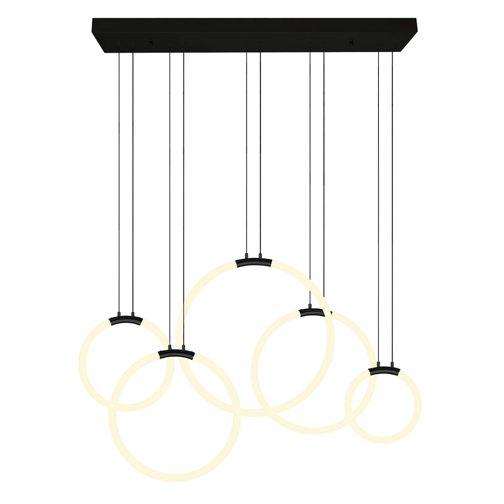 CWI Lighting - Hoops 5 Light LED Chandelier With Finish - Black