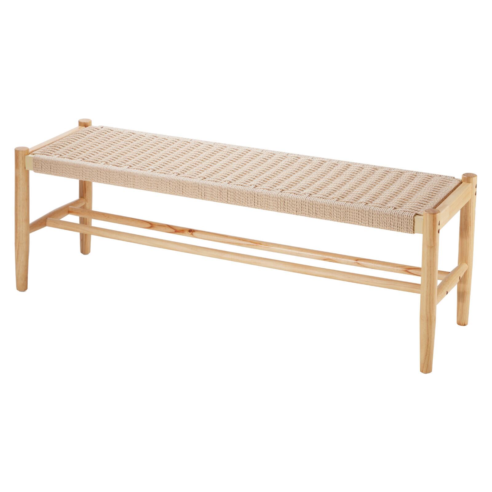 Alt View 5. VEVOR - Rattan Bench, 47.6" Wooden Rattan Bench with Shoe Storage, Entryway Bench with Oak Wood Legs, Solid Wood Boho Bench - Wood.