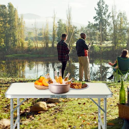 Alt View 7. Winado - 3 FT Folding Camping Table, Adjustable Height Aluminum Table, Portable Camping Table for Picnic, Beach, BBQ - Sliver.