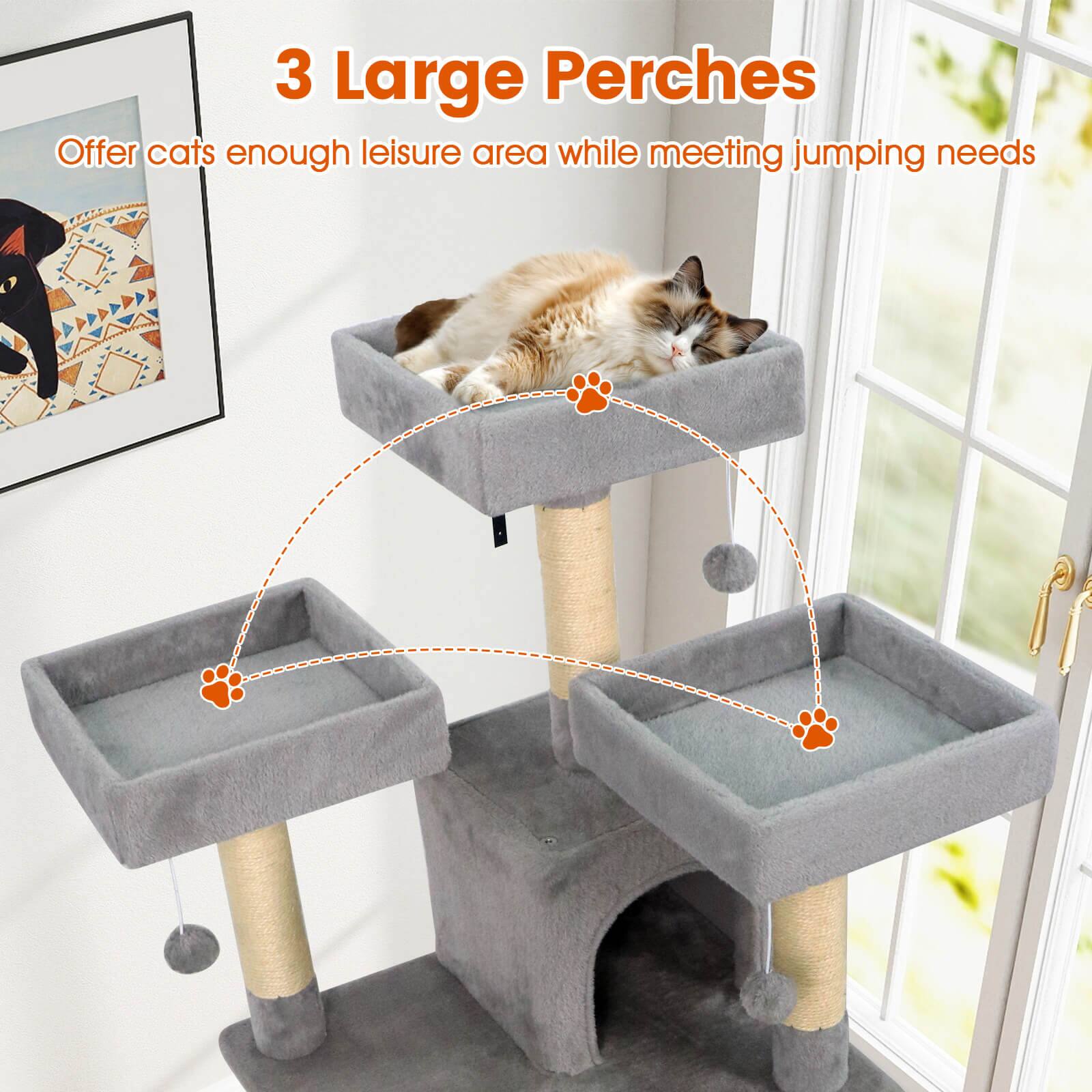 3 Large Perches  
Offer cats enough leisure area while meeting jumping needs