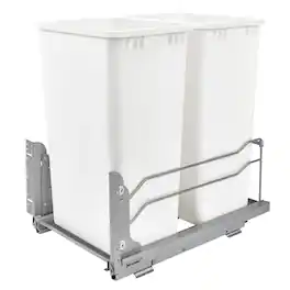Rev-A-Shelf - Double Pullout Trash Cans 50 qt. with Soft-close, 53WC-2150SCDM-211 - White