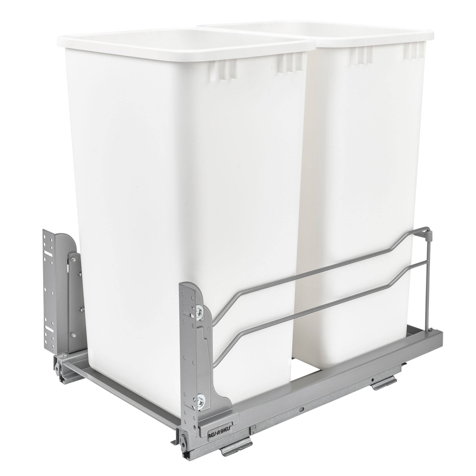Rev-A-Shelf - Double Pullout Trash Cans 50 qt. with Soft-close, 53WC-2150SCDM-211 - White