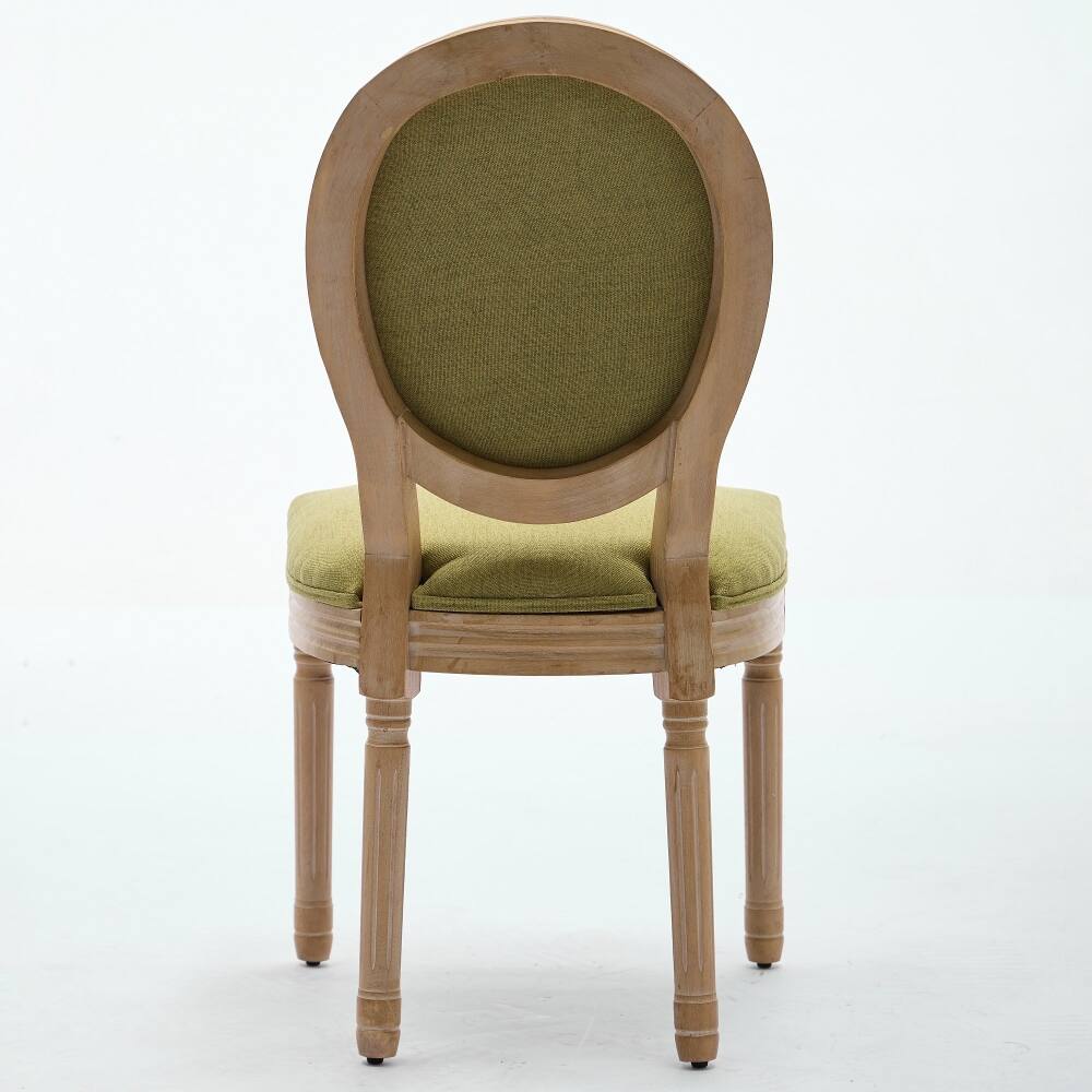 Alt View 3. Loheer - Loheer French Style Solid Wood Dining Chairs Olive Green Linen Set of 2 - Olive Green.