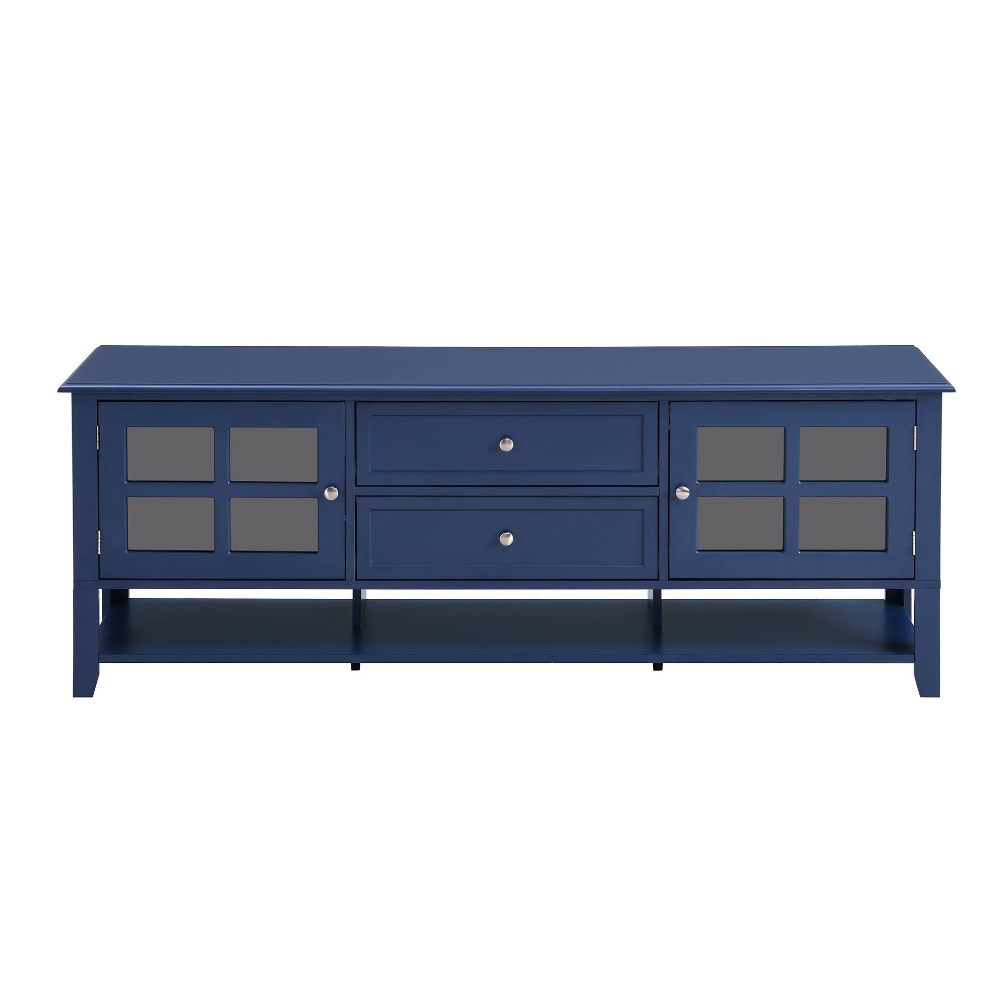 Alt View 2. Z-Edge - TV Stand for TVs up to 60'', Entertainment Center with 2 Cabinet & 2 Drawers, TV Console with Open Shelf for Living Room - Blue.