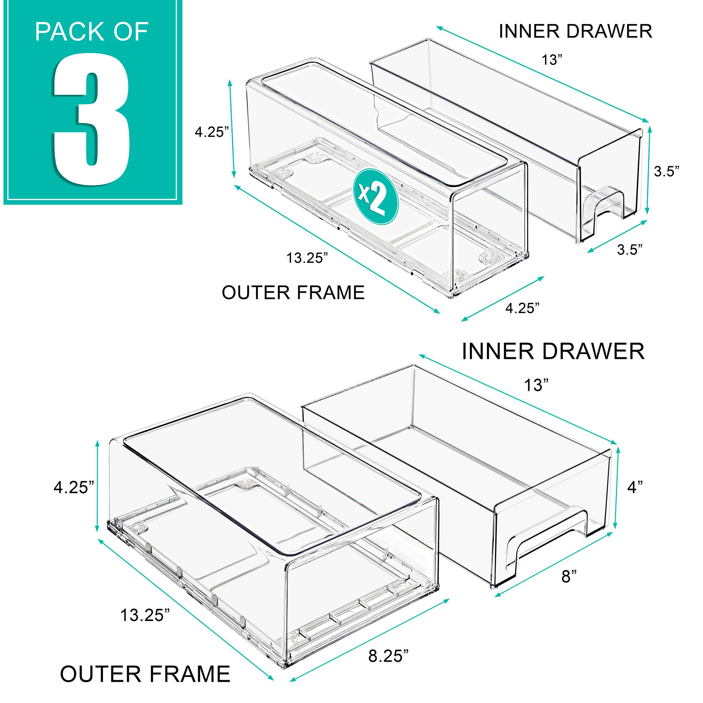 PACK OF 3

INNER DRAWER
- 13" x 3.5" x 3.5"

OUTER FRAME
- 13.25" x 4.25" x 4" x 8" x 13.25"

OUTER FRAME
- 8.25"