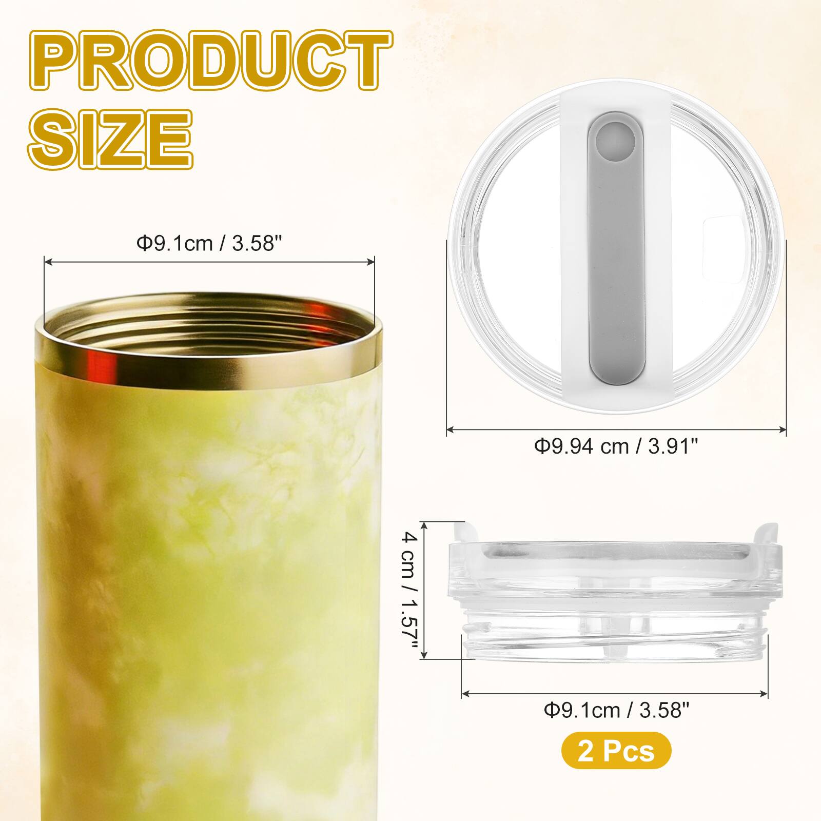 PRODUCT SIZE

9.1cm / 3.58"  
9.94 cm / 3.91"  
4 cm / 1.57"  
2 Pcs