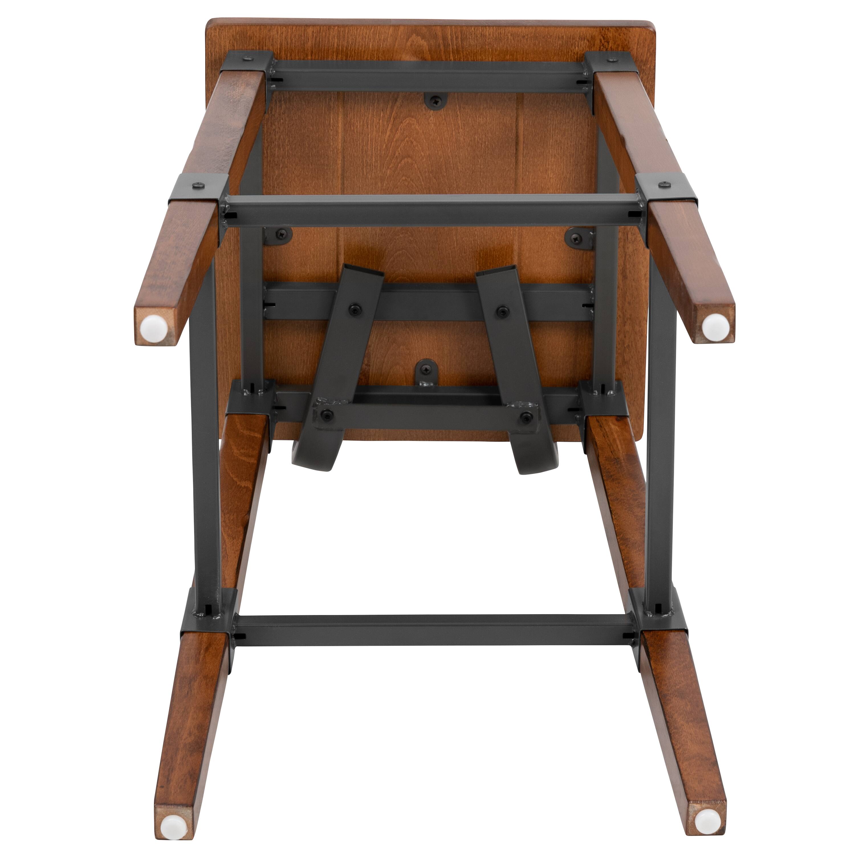 Alt View 10. Emma + Oliver - 4 Pack Commercial Grade Rustic Industrial Style Wood Dining Barstool - Walnut.