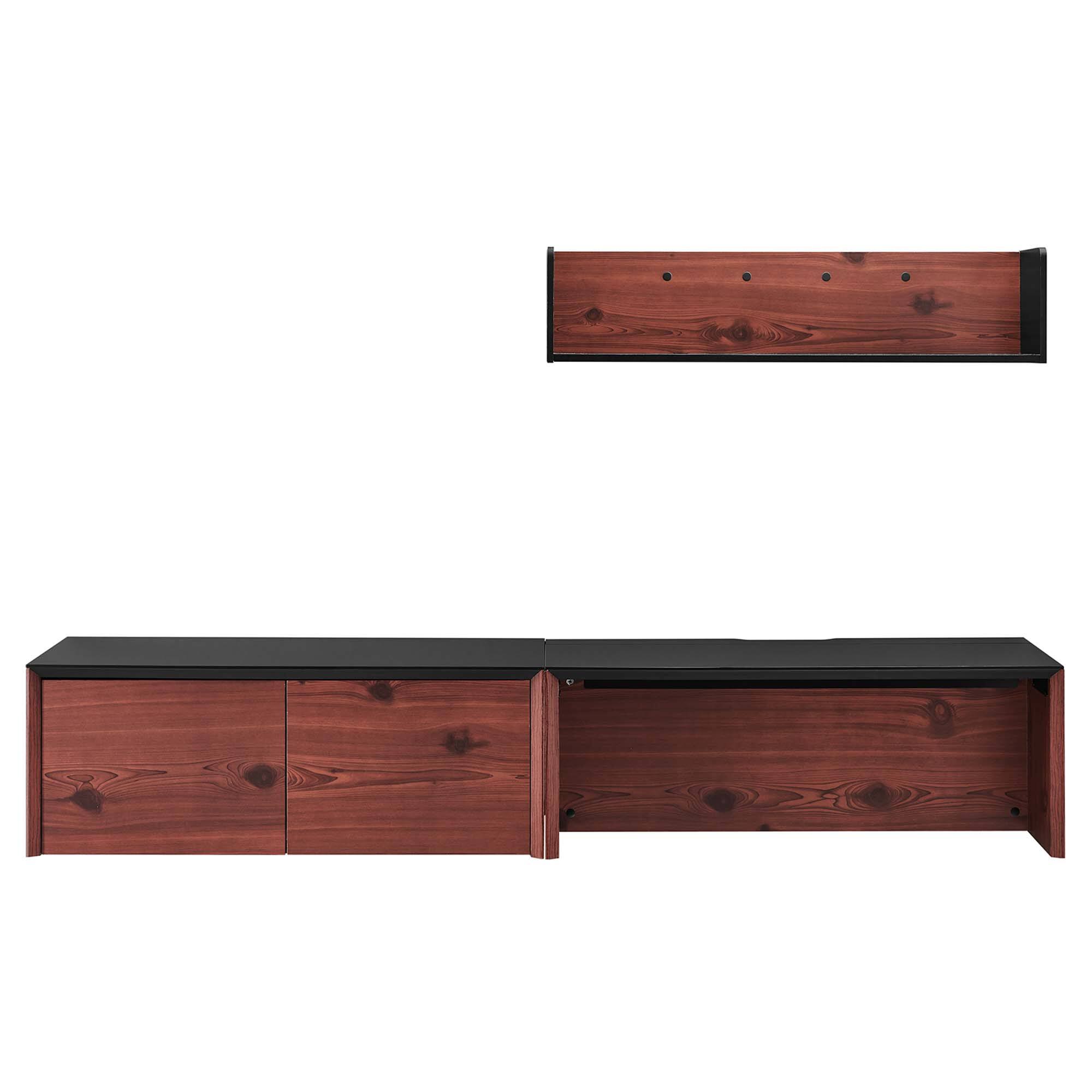 Angle. Modway - Kinetic 38" Wall-Mount Office Desk With Cabinet and Shelf by Modway - Black Cherry.