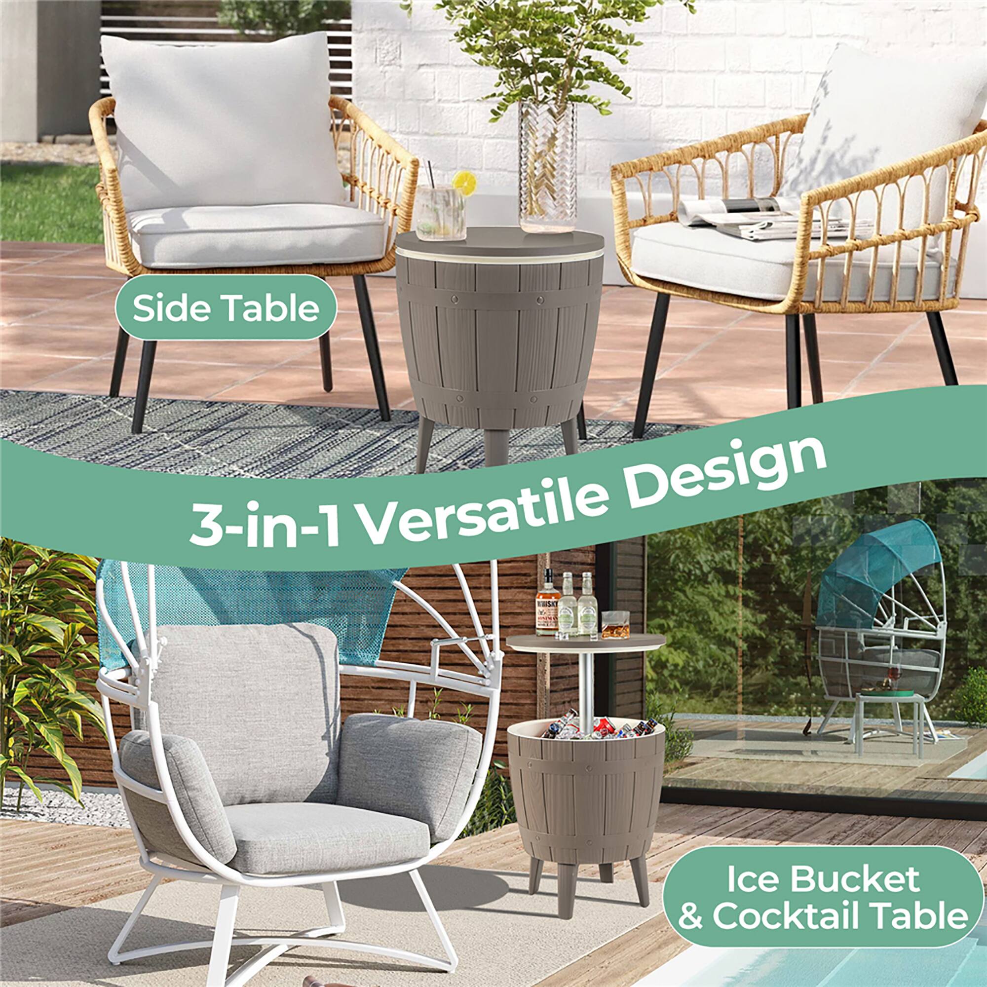 Side Table  
3-in-1 Versatile Design  
Ice Bucket & Cocktail Table