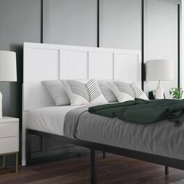 Emma + Oliver - Omar Paneled Wooden Adjustable Headboard Only - White
