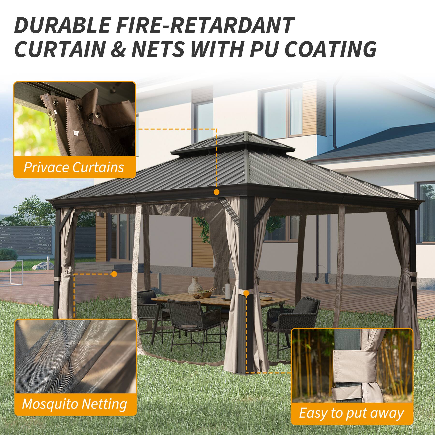 DURABLE FIRE-RETARDANT CURTAIN & NETS WITH PU COATING

- Privacy Curtains
- Mosquito Netting
- Easy to put away
