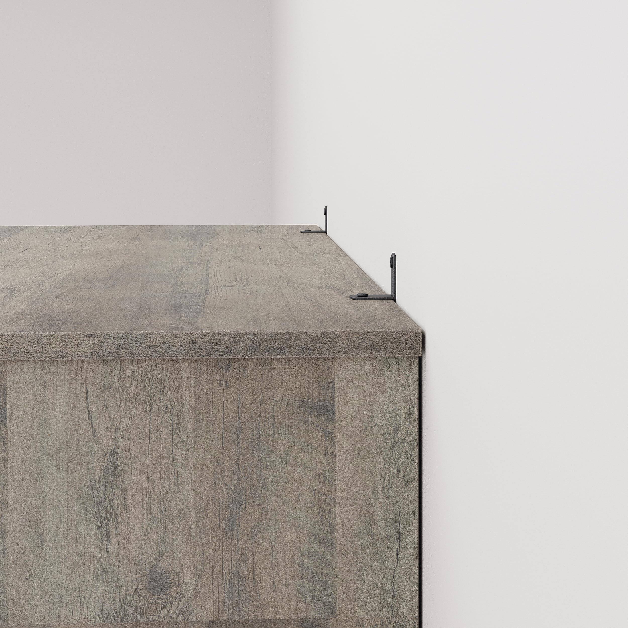 Alt View 5. Jojoka - 3 Tier Bookcase, Farmhouse Book Shelf with Storage, Low Book Case Wooden 3 Shelf Bookcase - Gray.