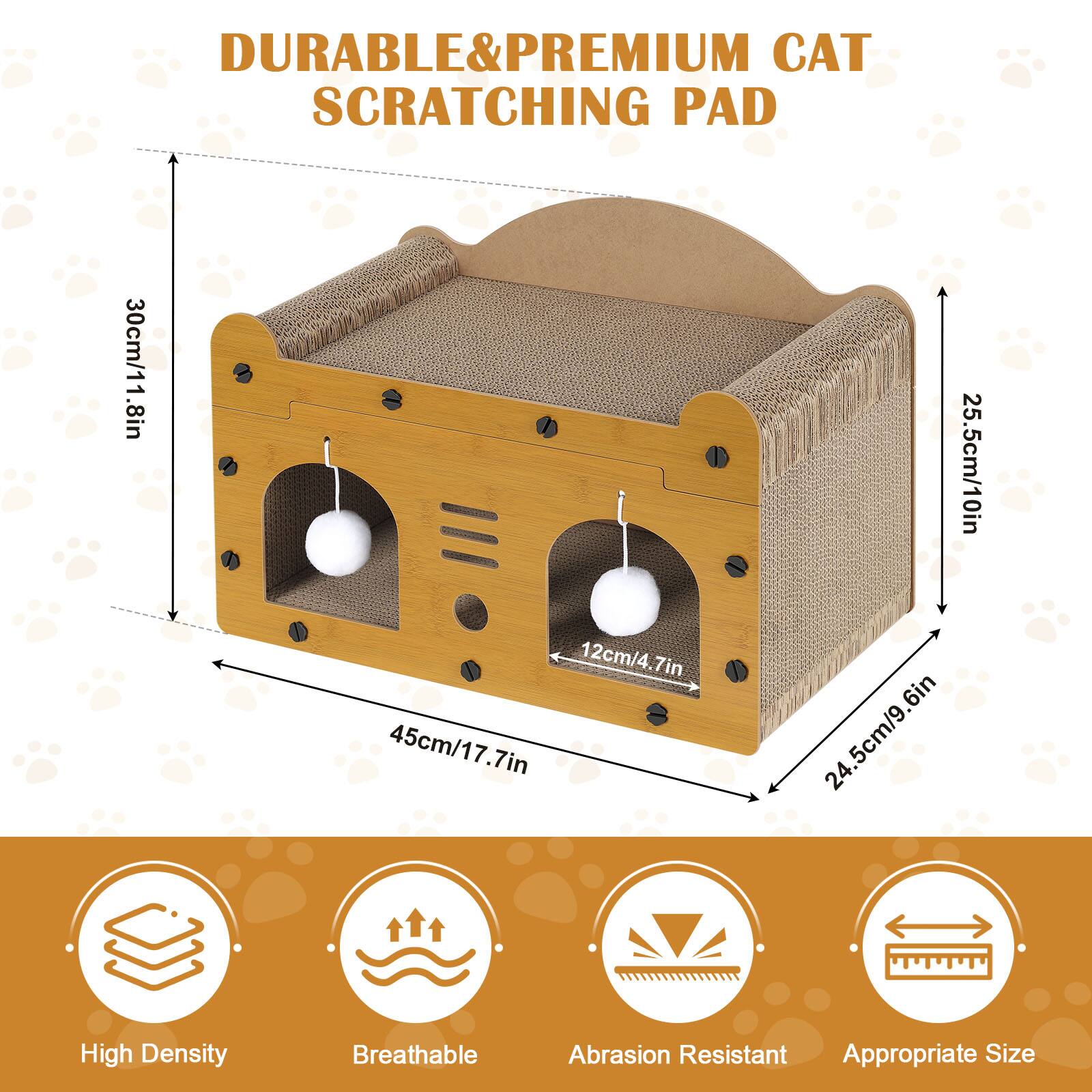 DURABLE & PREMIUM CAT SCRATCHING PAD

30cm/11.8in  
12cm/4.7in  
45cm/17.7in  
25.5cm/10in  
24.5cm/9.6in

High Density  
Breathable  
Abrasion Resistant  
Appropriate Size