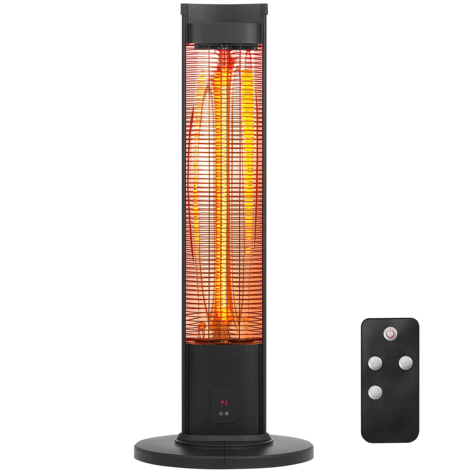 Front. Glintex - Electric Space Heaters 1500W Infrared Heater Remote Control 2 Speeds Easy Operation Indoor Outdoor Bedroom or Patio - Black.