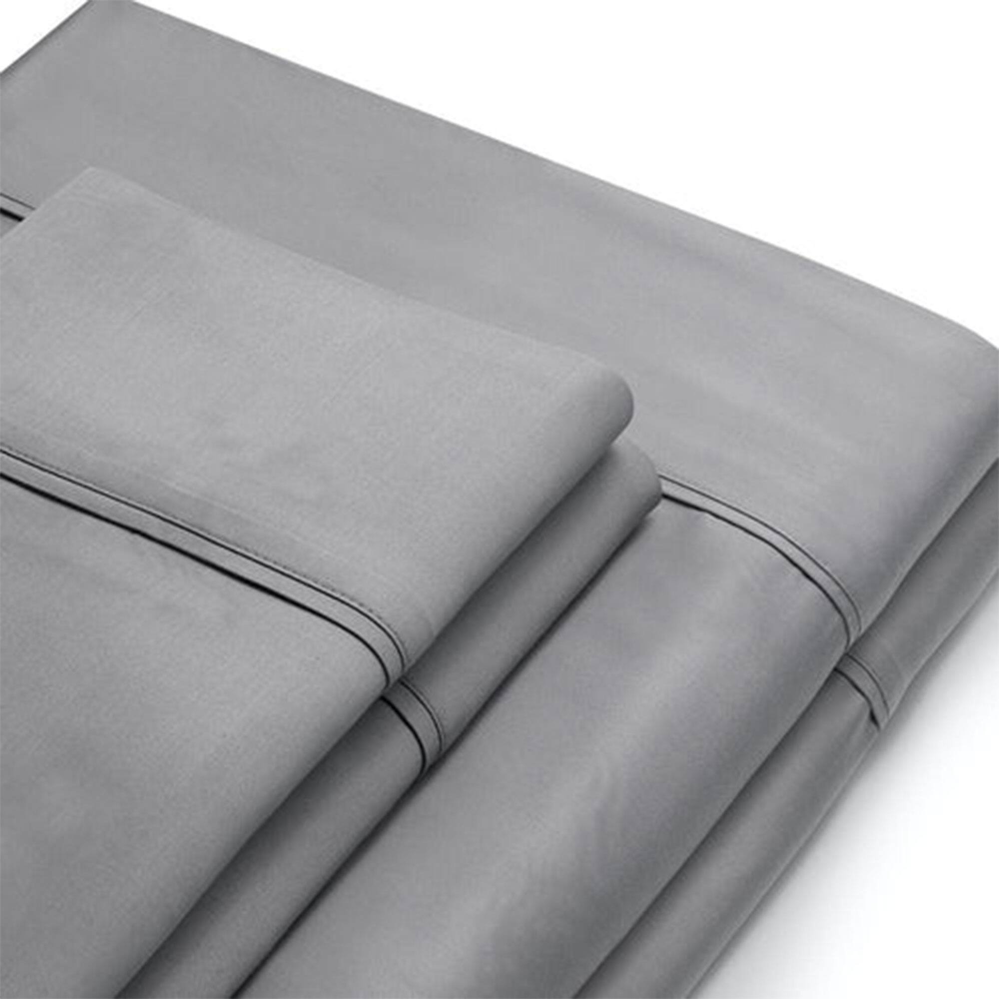 Alt View 5. Sleepgram - Sleepgram Viscose from Bamboo Queen Bed Sheet Set with 2 Pillowcases, Grey Stone - Grey.