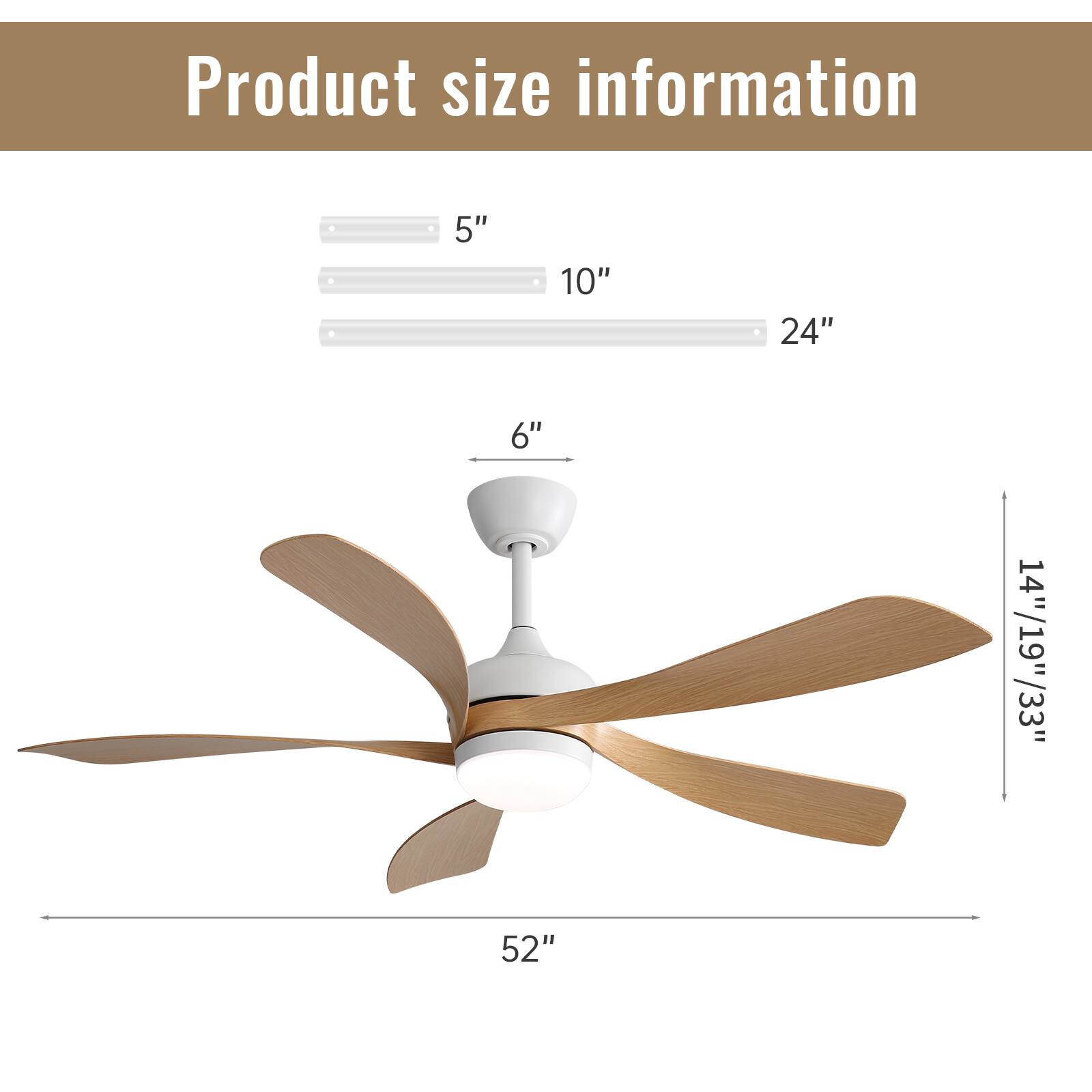 Product size information

5" 10" 24" 6" 14"/19"/33" 52"