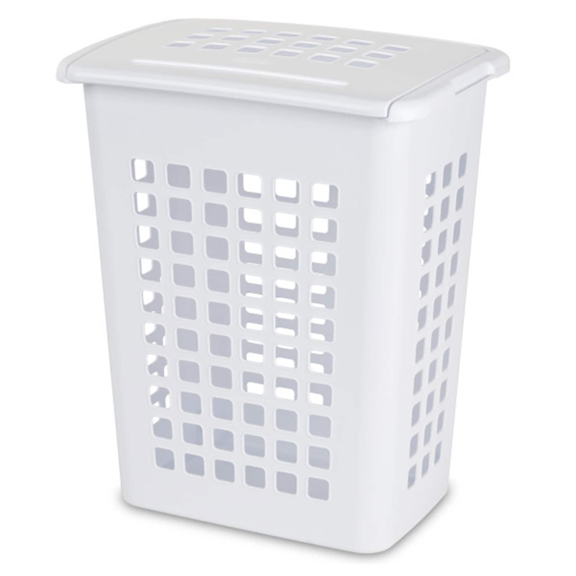 Sterilite - Rectangular LiftTop Plastic Laundry Hamper Basket Bin w/ Lid (8 Pack) - White