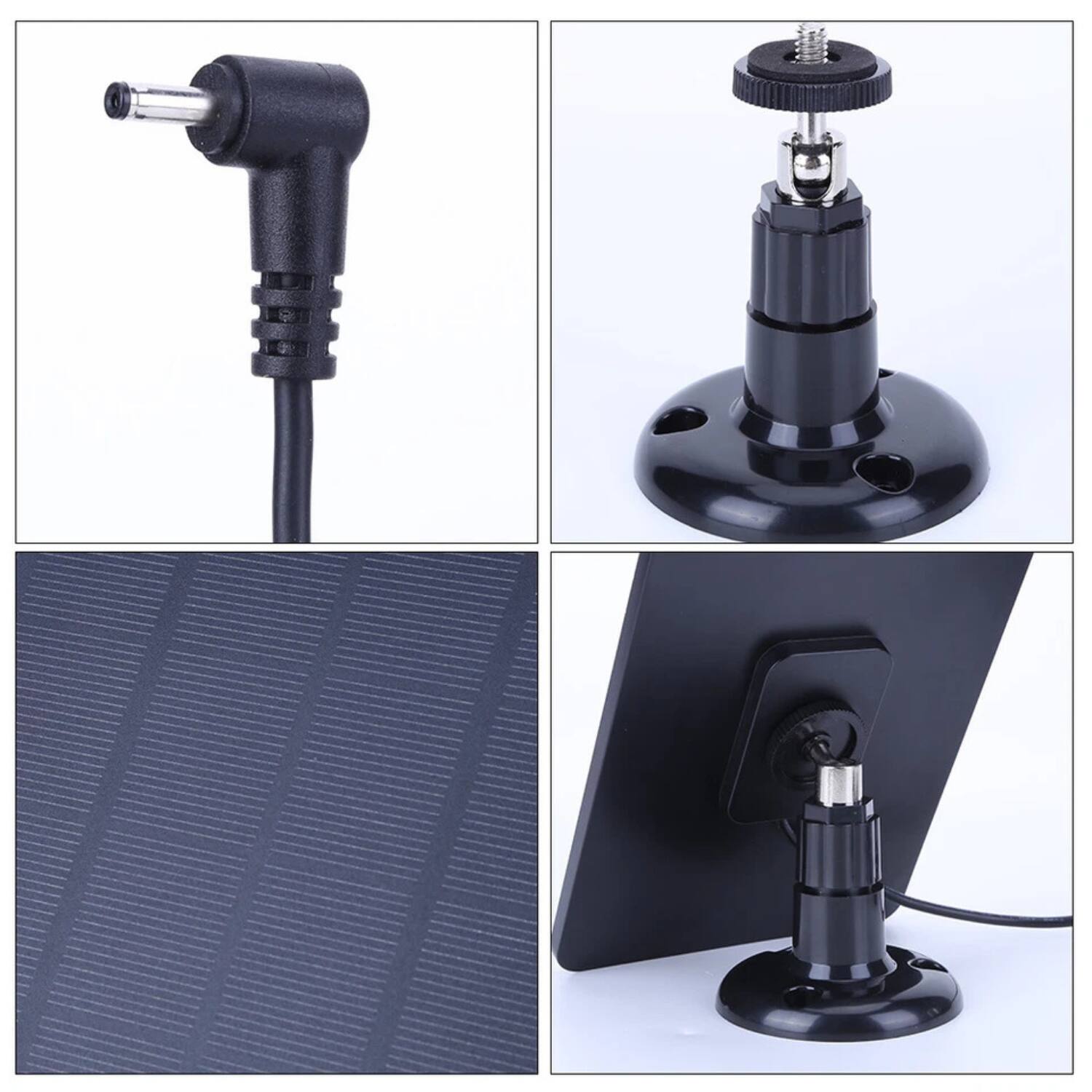 Angle. Stock Preferred - Solar Panel Kit with Wall Mount for Ring Stick Up Spotlight Cam Battery – 13 ft Cable, Weather‑Proof - Black.