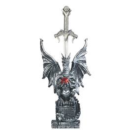 FC Design - 11"H Dragon on Pedestal Sword Guardian Figurine Statue Office Desk Tabletop Medieval Gaming Home Decor Gift - Multi-Color