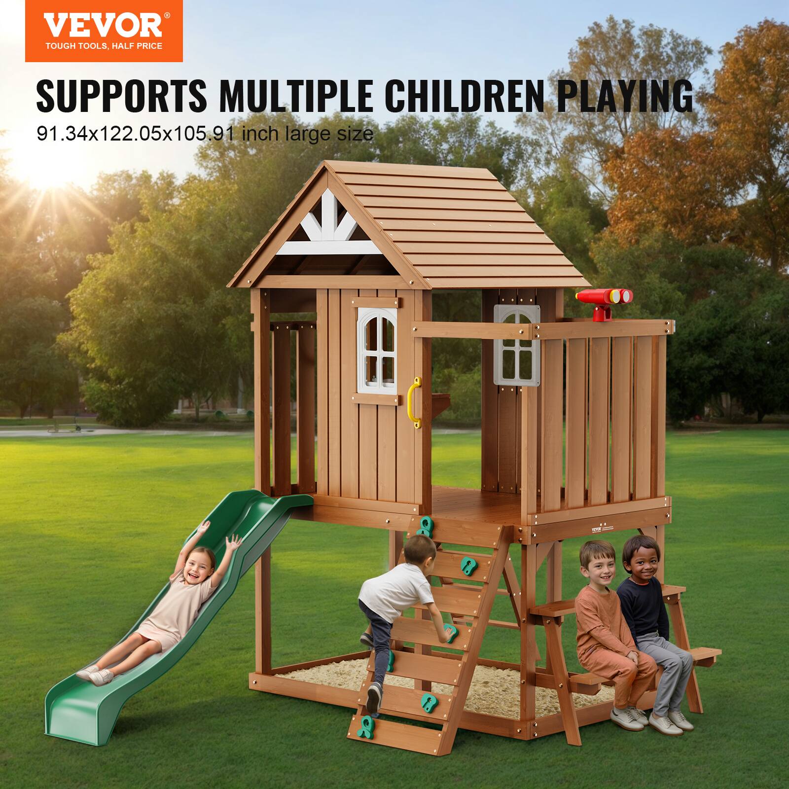 VEVOR  
TOUGH TOOLS, HALF PRICE  

SUPPORTS MULTIPLE CHILDREN PLAYING  
91.34x122.05x105.91 inch large size