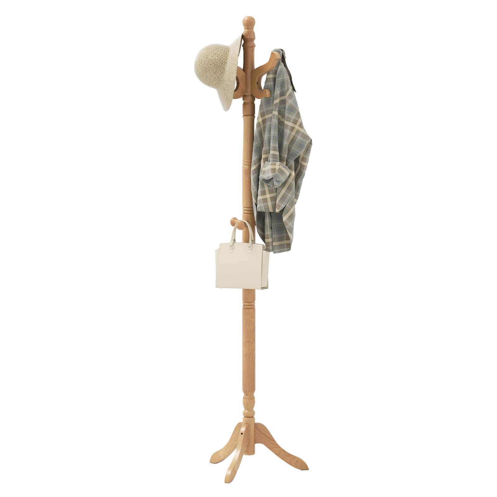 Costway - Solid Rubber Wood Coat Rack with 3 Adjustable Heights and 11 Hooks for Hallway - Natural price history on PriceWatchPro