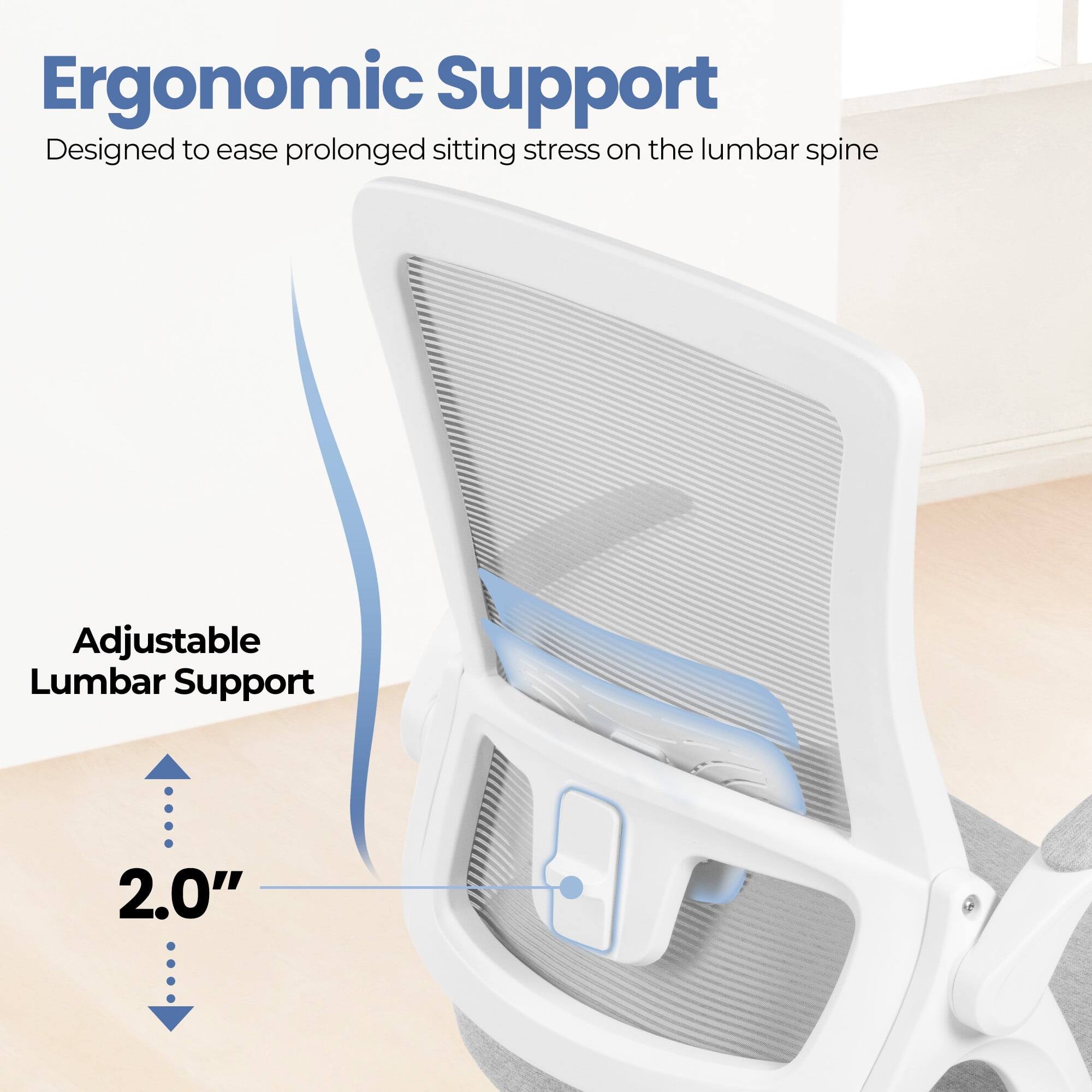 Ergonomic Support  
Designed to ease prolonged sitting stress on the lumbar spine  

Adjustable Lumbar Support  
2.0"