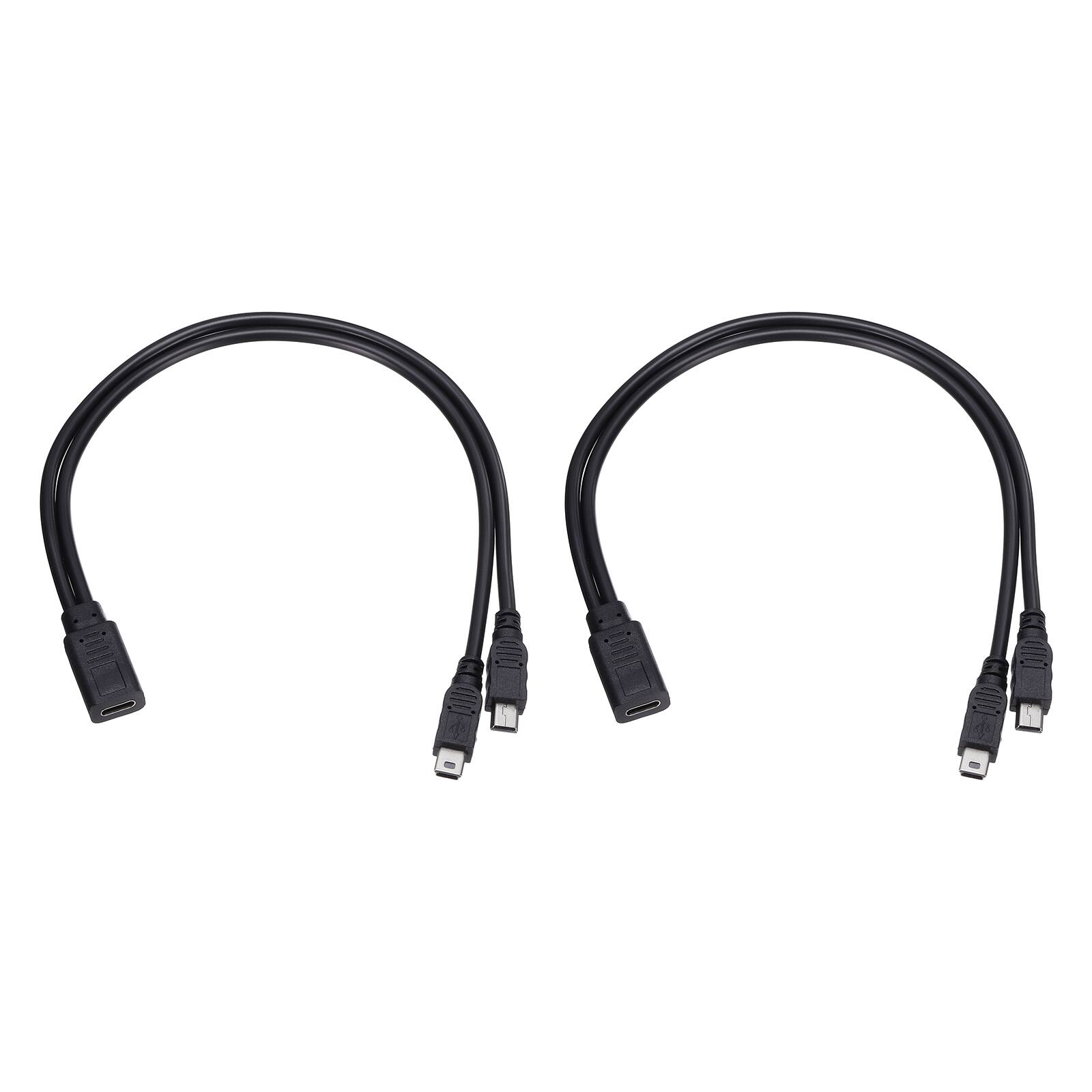 Front. Unique Bargains - 2pcs Type C 2-in-1 Splitter Charging Cable Cord 11.8" for USB-C Hub - Black.