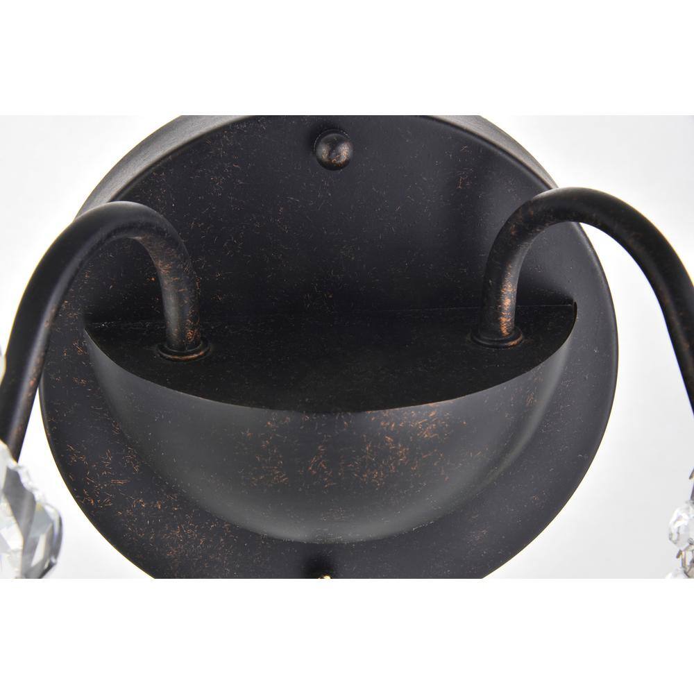 Back. Elegant Lighting - St. Francis 2 light Dark Bronze Wall Sconce Clear Royal Cut Crystal - Dark Bronze.