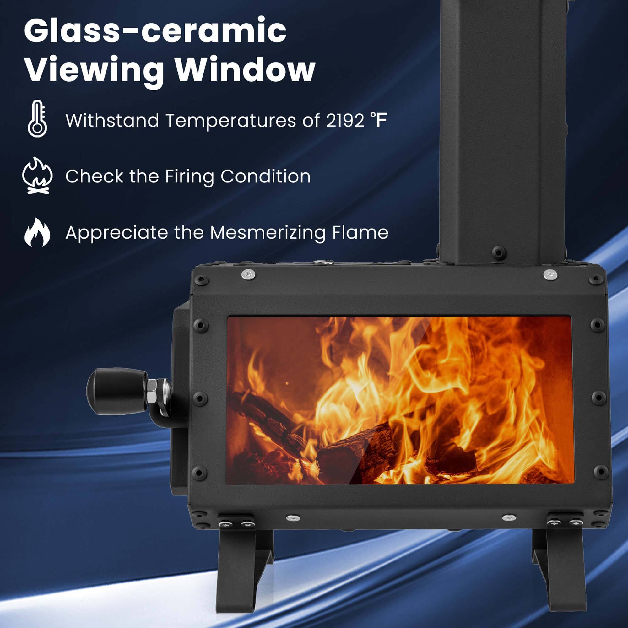 Glass-ceramic Viewing Window: Withstand Temperatures of 2192°F. Check the Firing Condition. Appreciate the Mesmerizing Flame.