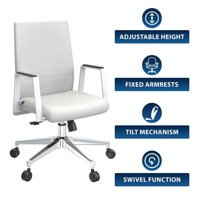 - Adjustable Height
- Fixed Armrests
- Tilt Mechanism
- Swivel Function