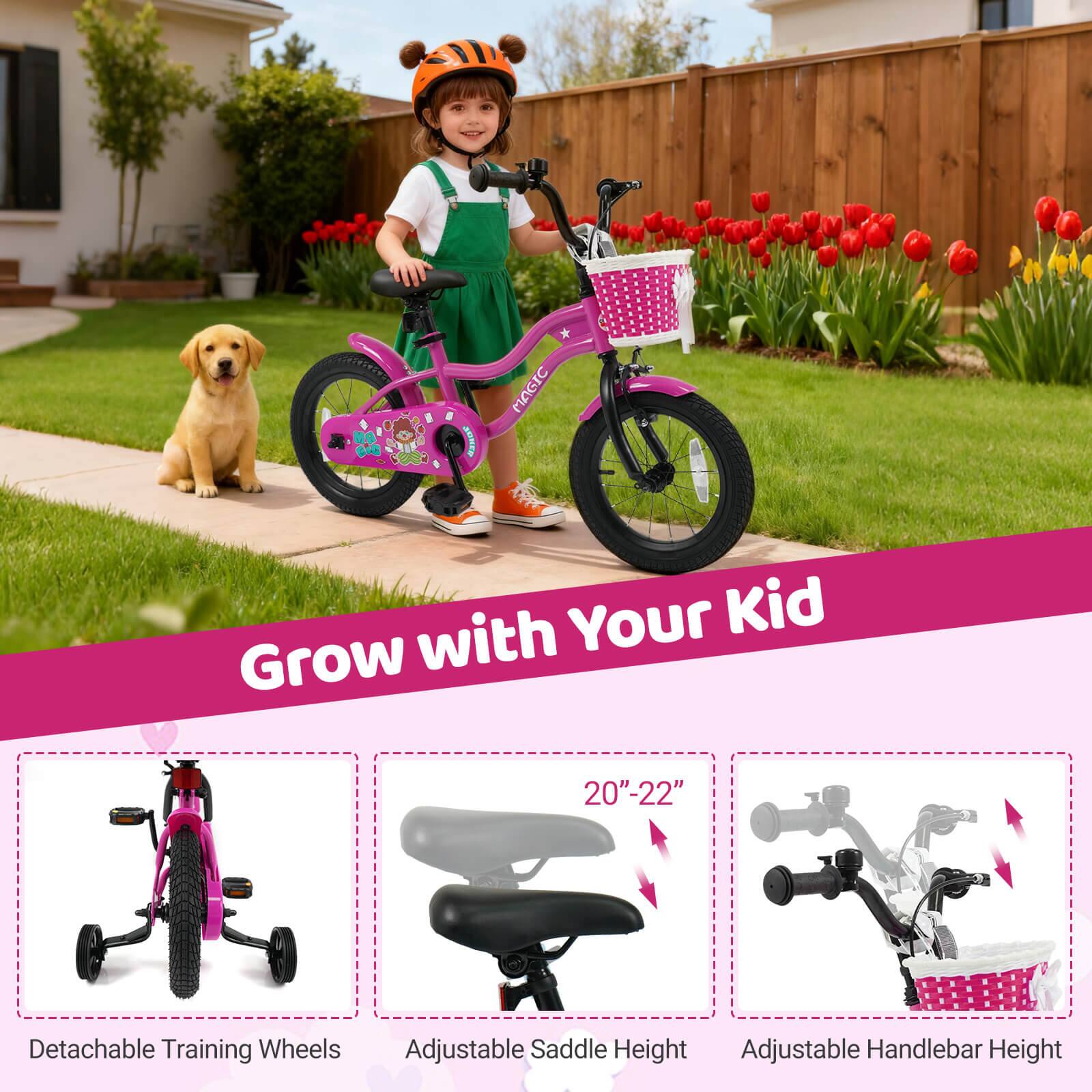 - MAGIC Your Kid Grow with 20"-22" Detachable Training Wheels Adjustable Saddle Height Adjustable Handlebar Height
- Grow with Your Kid
- Detachable Training Wheels
- Adjustable Saddle Height
- Adjustable Handlebar Height