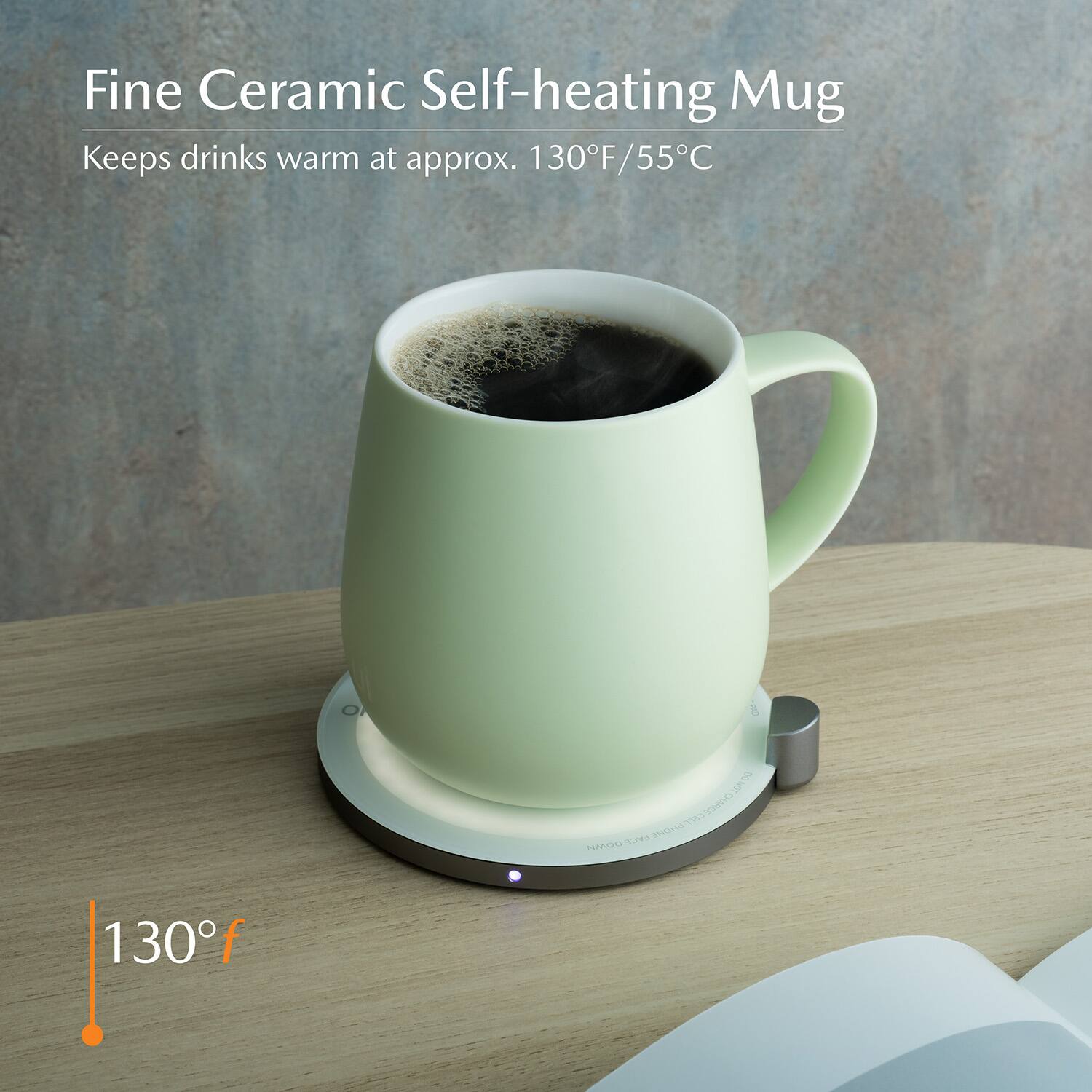 Fine Ceramic Self-heating Mug  
Keeps drinks warm at approx. 130°F/55°C
