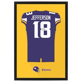 Sporticulture - Justin Jefferson Minnesota Vikings Home Jersey Framed Art Print - Purple