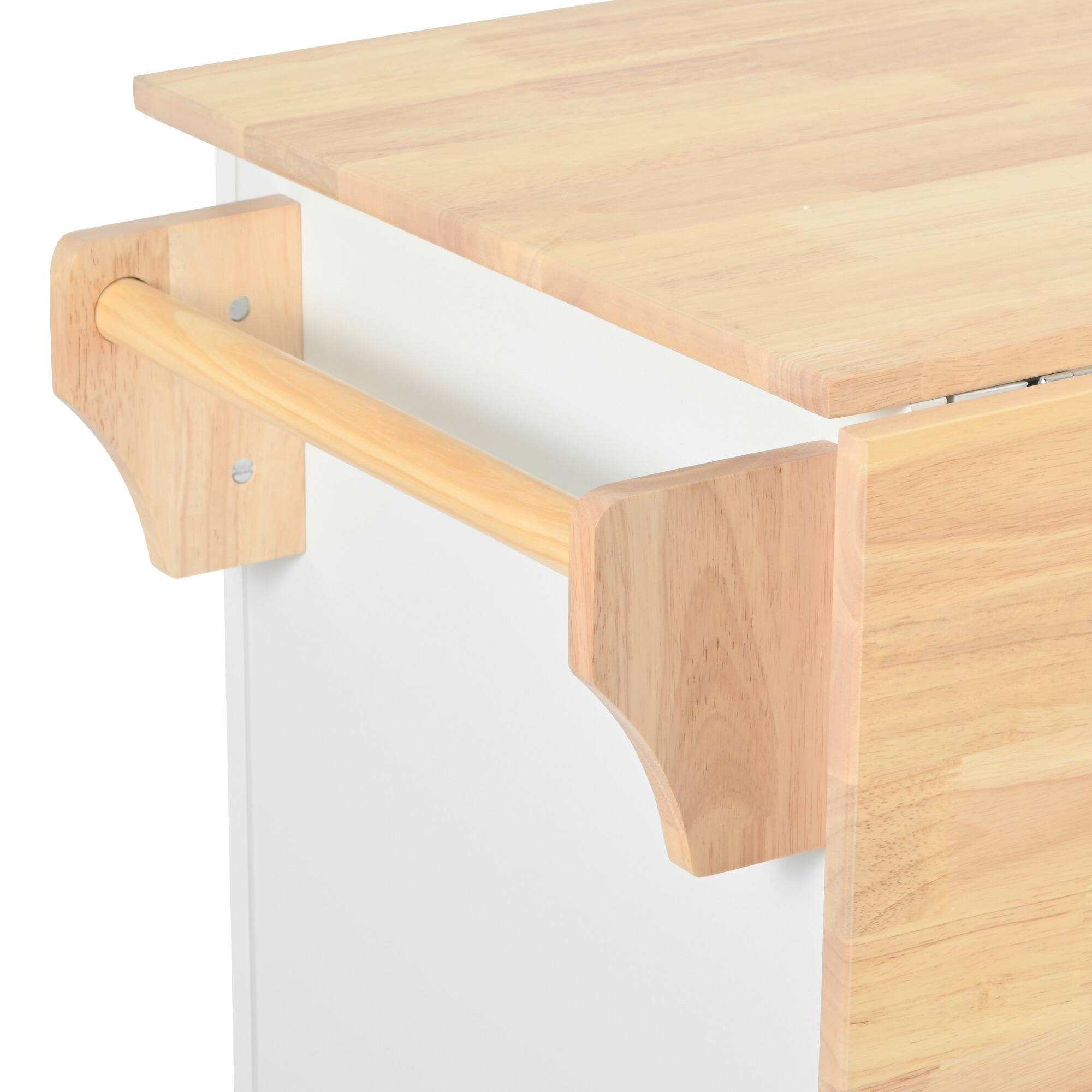 Alt View 7. Spaco - Spaco Rolling Kitchen Island Cart with 3 Tier Pull Out Organizer, 2 Drawers, Internal Storage, Towel Rack,Locking Wheels - White.