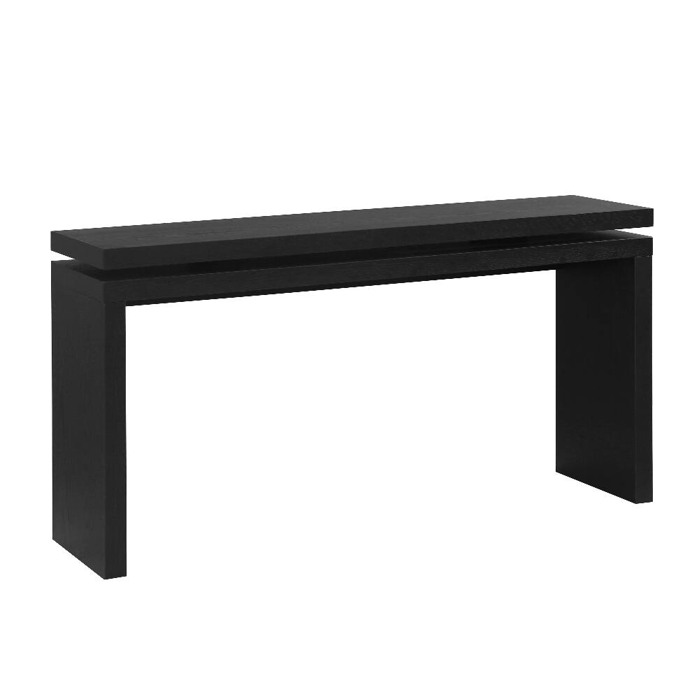 Alt View 9. Loheer - Loheer 60 inch black console table, double board suspension farmhouse entryway table with open storage - Black.