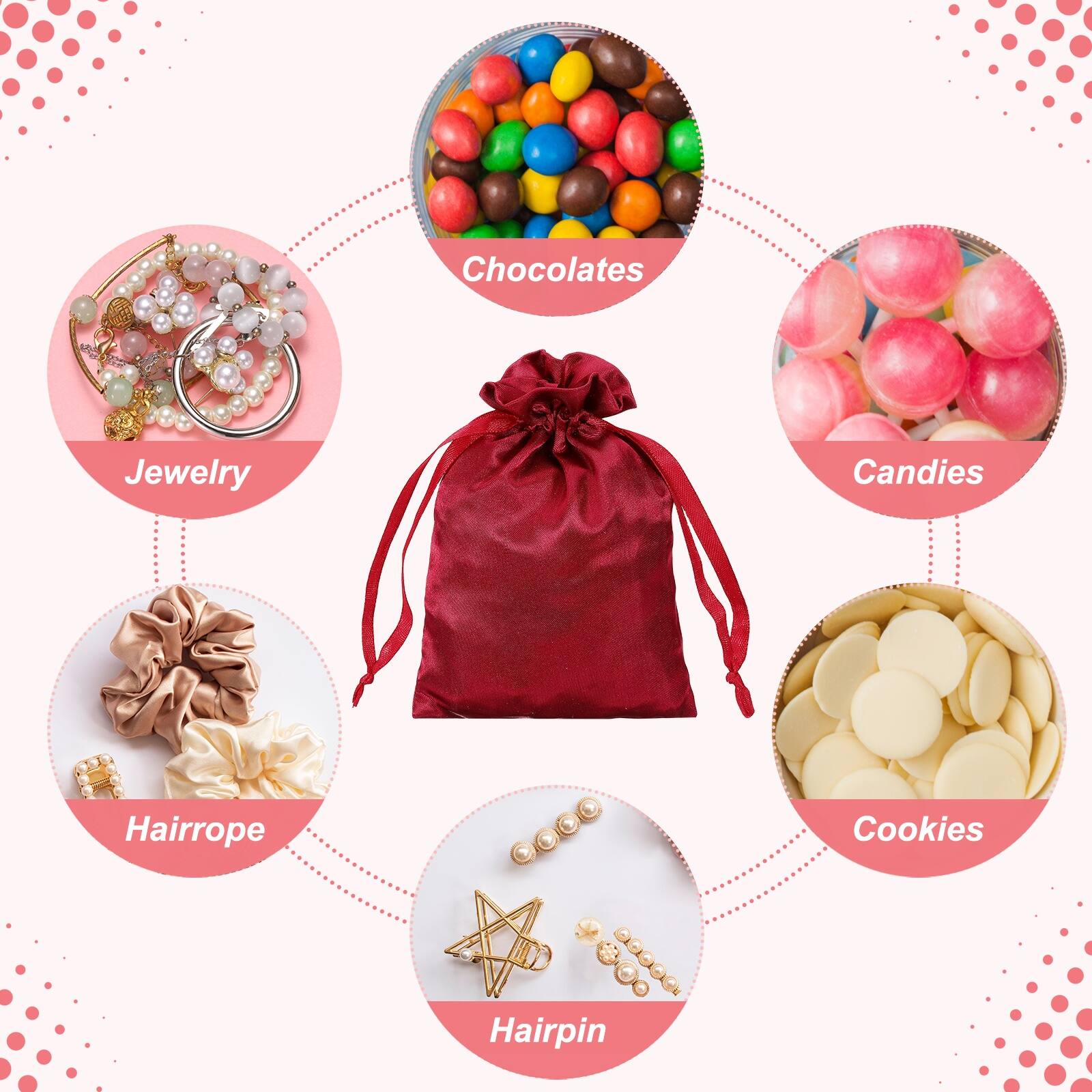 Chocolates, Jewelry, Candies, Hairrope, Cookies, Hairpin