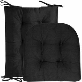 Sweet Home Collection - Rocking Chair Cushion 2 Piece Tufted Non Slip Set of Upper and Lower Cushions - Black