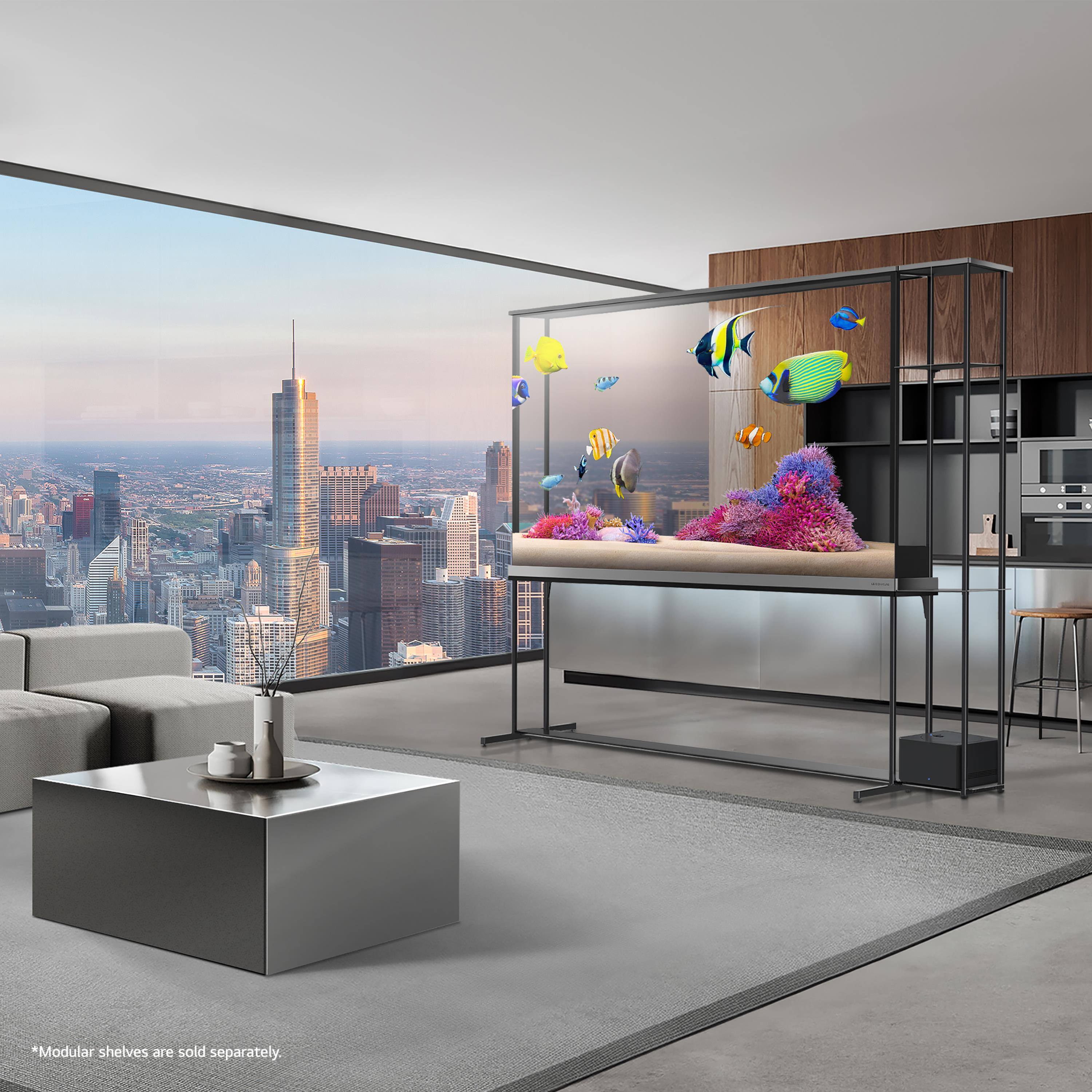 Modular shelves are sold separately.