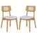 Front. Costway - Wooden Rattan Dining Chair Set of 2 with Can Back Rubber Wood Frame Padded Seat - Natural, Gray.