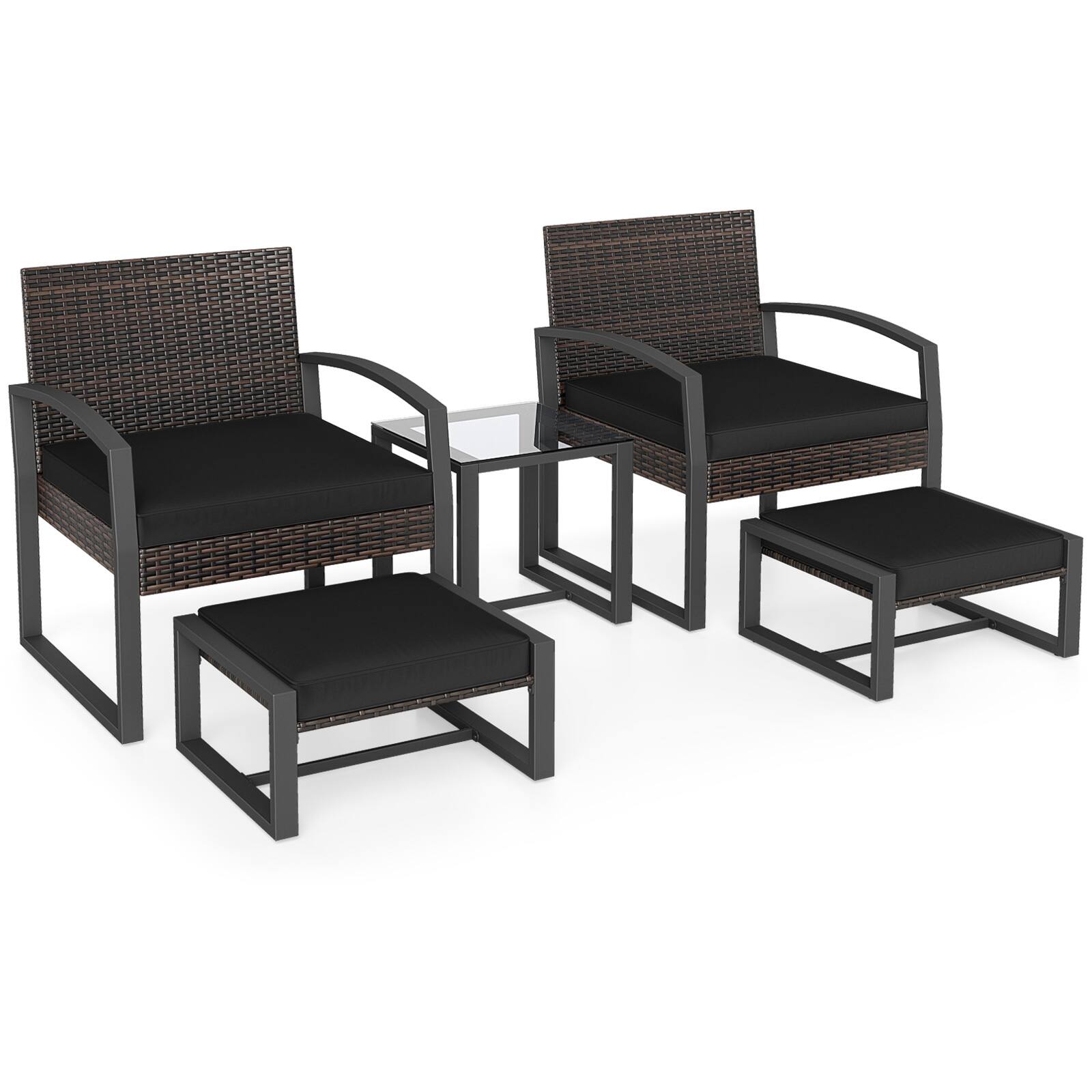 Alt View 7. Gymax - Gymax Furniture Set Patio Rattan Conversation Set for BalconyPorch Backyard Outdoor Black - Black.