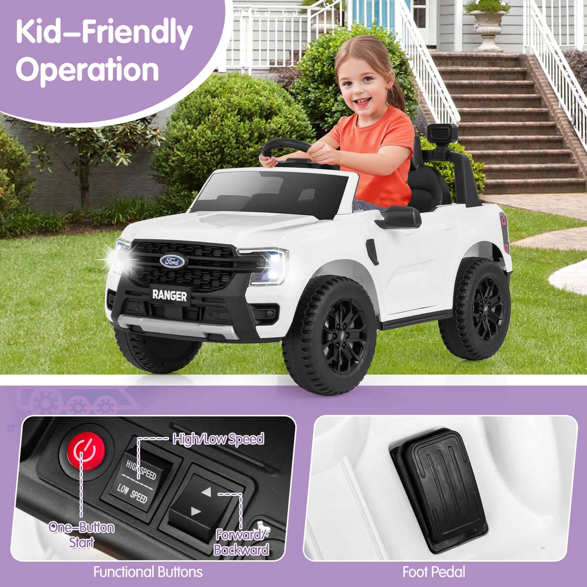 Kid-Friendly Operation

Functional Buttons
- One-Button Start
- High/Low Speed
- Forward/Backward

Foot Pedal