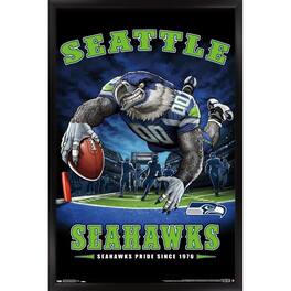 Trends International - Seattle Seahawks 24.25'' x 35.75'' Framed Mascot Endzone Poster - Multicolor