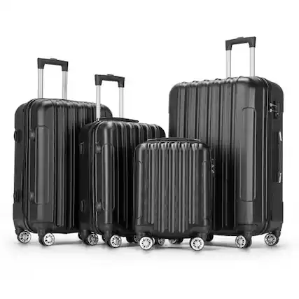 Front. Winado - 16"/20"/24"/28" 4 Piece Luggage Sets, Travel Suitcase, Large Capacity Lightweight Luggage Sets with TSA Lock Business - Black.
