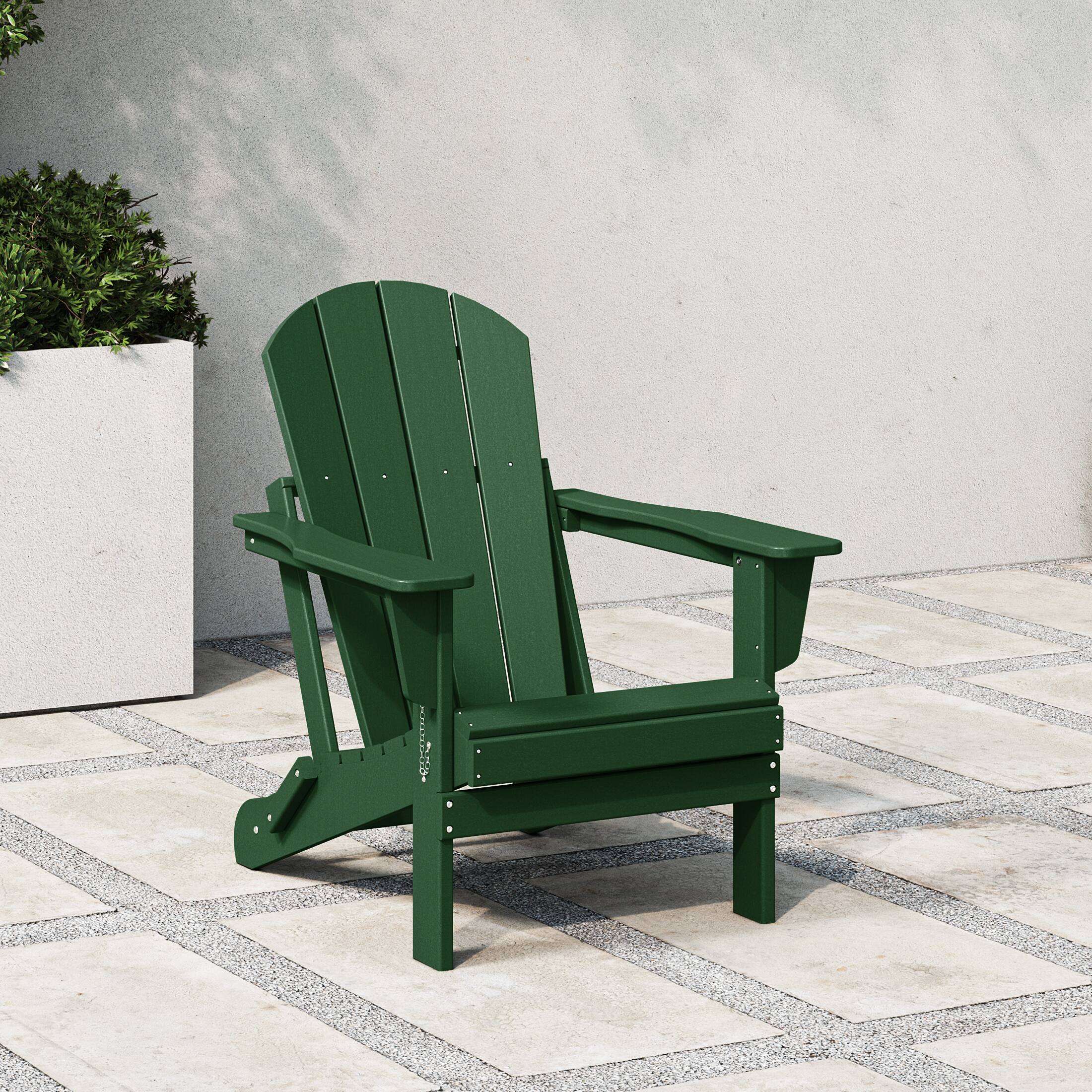 Angle. WestinTrends - WestinTrends Malibu HDPE Outdoor Patio Folding Poly Adirondack Chair - Dark Green.