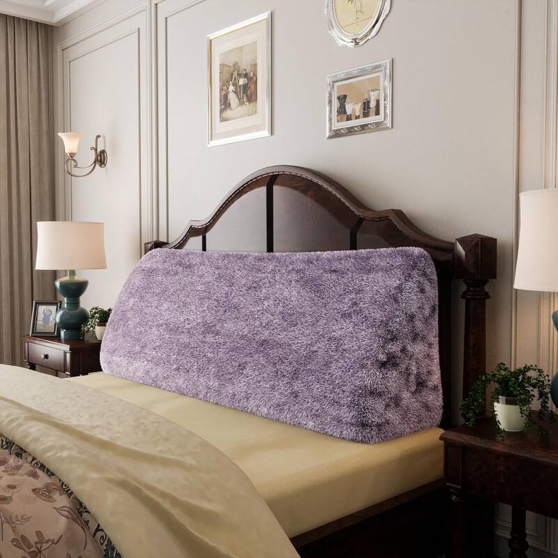 Back. wowmax - King Size Wedge Pillow - Large Purple Plush Headboard Bolster for Bed Reading & Back Support, Triangle Cushion - Purple.