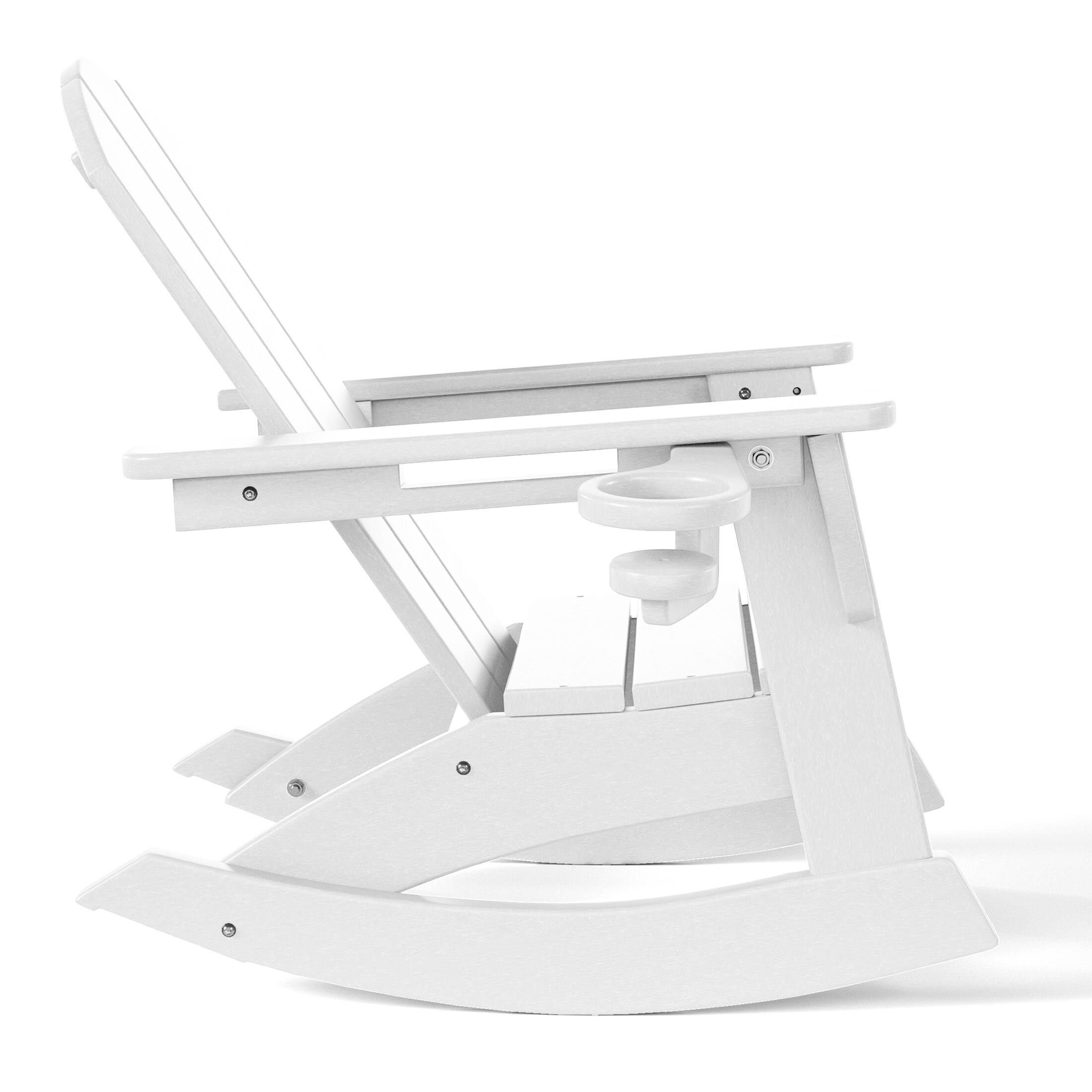 Back. WestinTrends - WestinTrends Malibu Outdoor HDPE Plastic Preschool Toddler Classic Adirondack Rocking Chairs (Set of 2) - White.