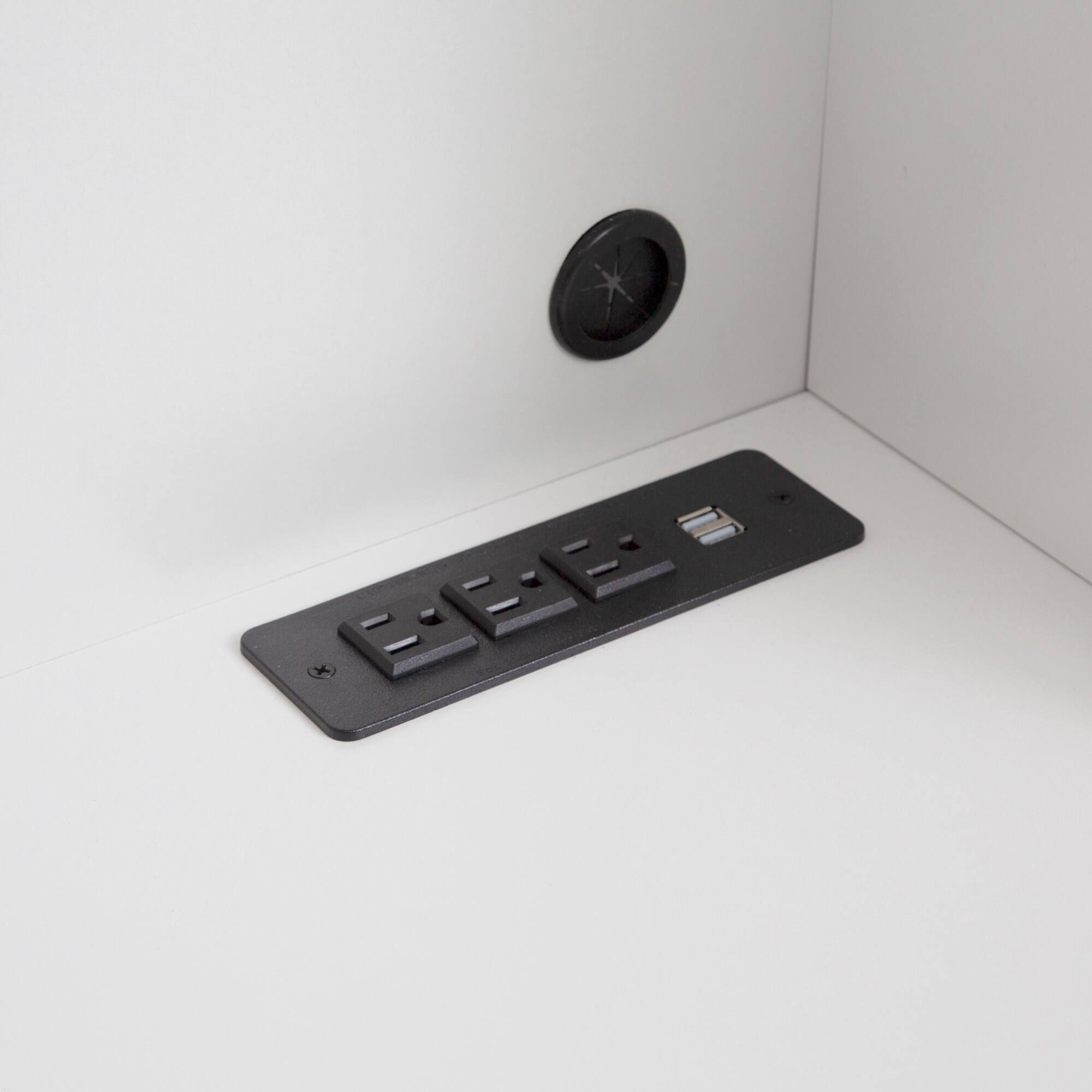 Alt View 10. Tiramisubest - Modern Wooden Computer Desk with Hutch & Bookshelf, White Home Office Desk with Drawers, 3 AC Outlets, 2 USB Ports - White.