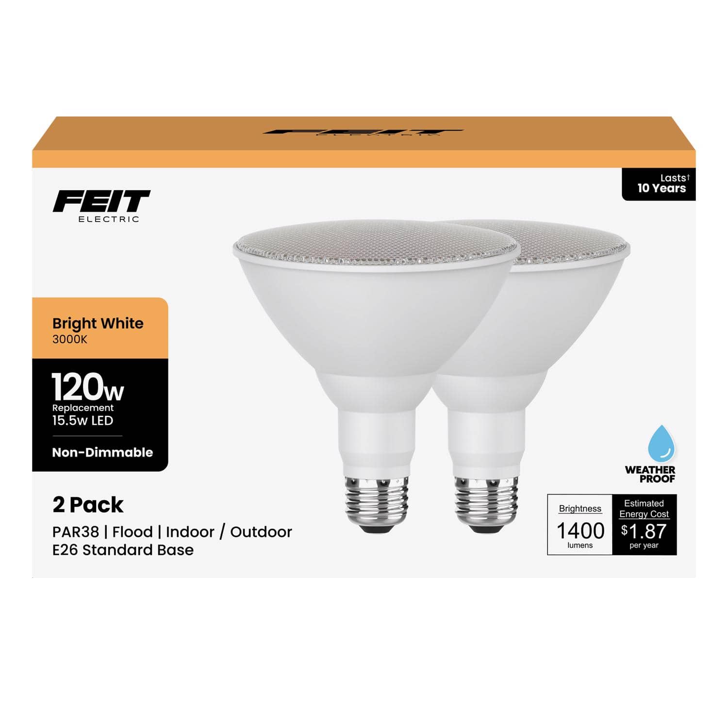 FEIT ELECTRIC - Feit PAR38 E26 (Medium) LED Bulb Bright White 120 Watt Equivalence 1 pk price history on PriceWatchPro