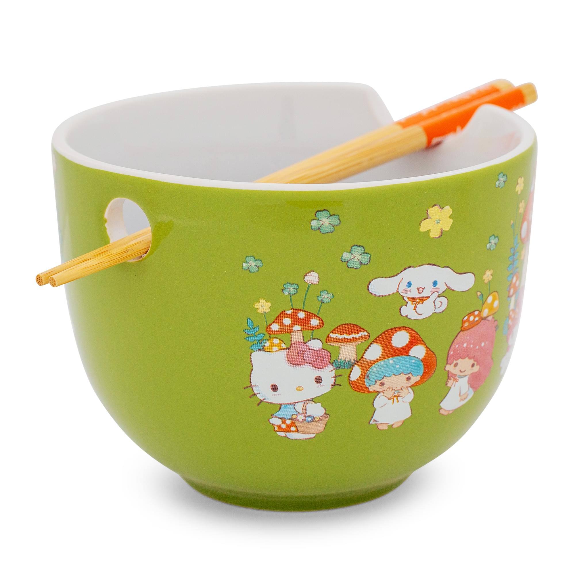 Alt View 1. Silver Buffalo - Sanrio Hello Kitty and Friends Mushroom Crew Ceramic Ramen Bowl Set | 20 Ounces - Green.
