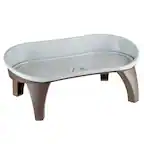 Front. PetMaker - 8.5-Inch-Tall Dog Bowl Stand - Brown.